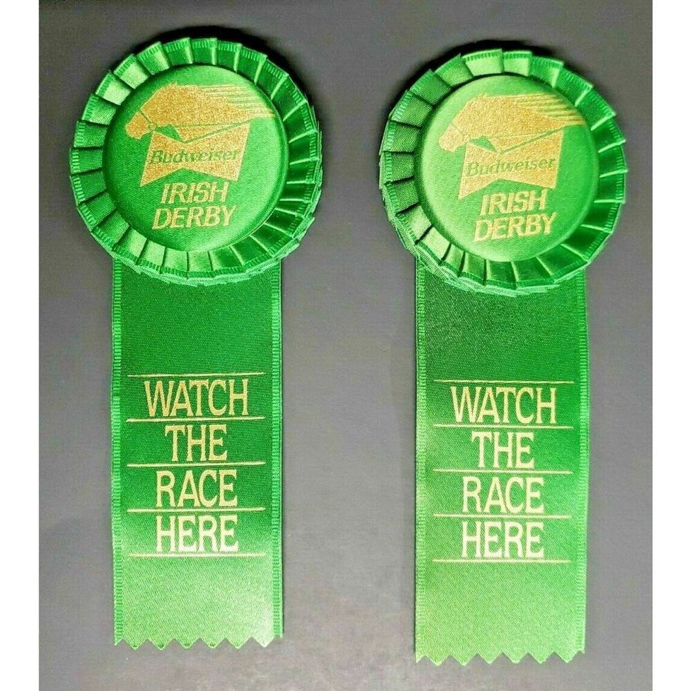 Vintage Budweiser 1996‎ Irish Derby Beer Ribbons Lot 2 Watch the Race Here NOS